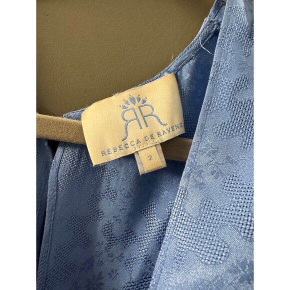 Rebecca De Ravenel Blue Long-Sleeve Jacquard Maxi Dress With Twist Knot Detail S - Picture 4 of 8